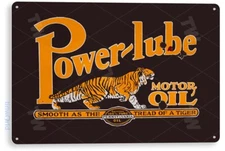 TIN SIGN Power-Lube Motor Oil Sign Gas Station Garage Auto Shop A149