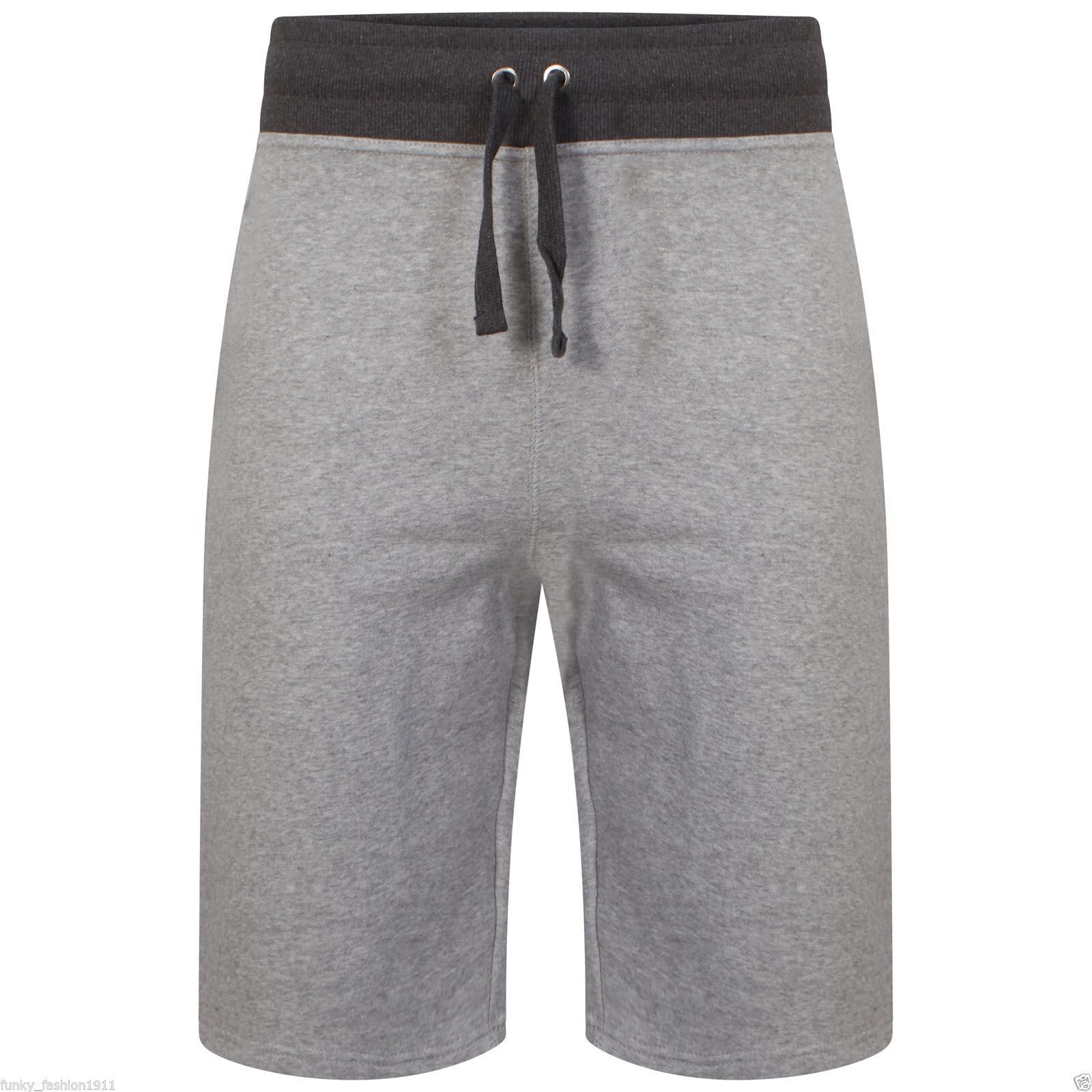 Mens Plain Gym Fleece Jogger 3/4 Shorts Elasticated waist Running Zip