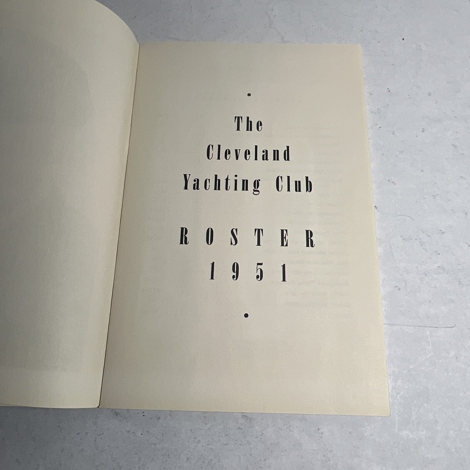 1951 CYC Cleveland Yachting Club Roster, By Laws, History, Boats