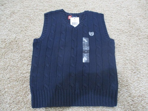 BNWT Chaps Little boys V-neck cable knit Sweater Vest, Navy, 100% cotton - Picture 7 of 8