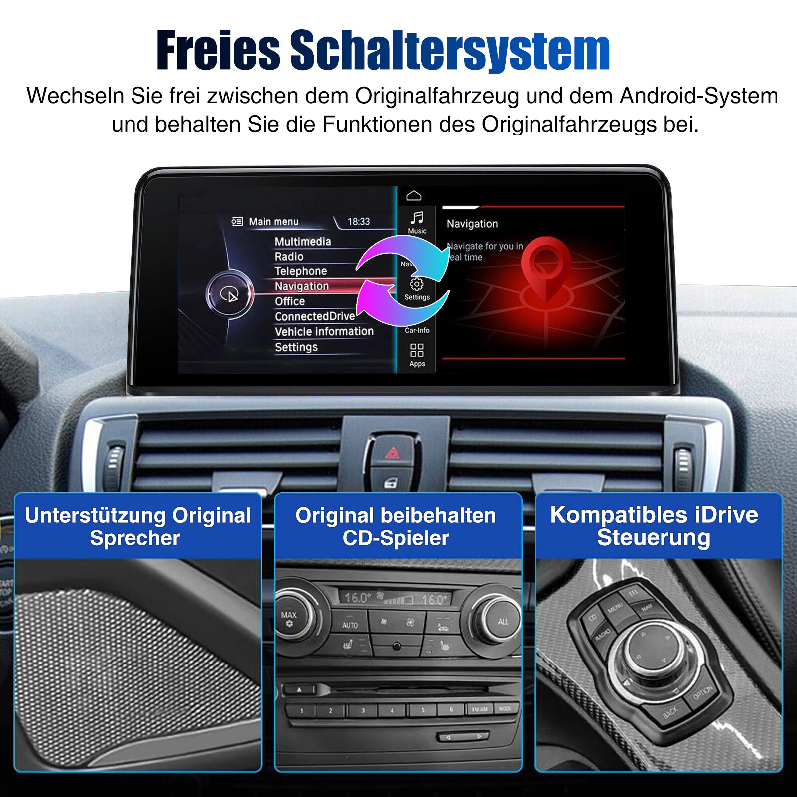 Android 13 GPS CarPlay Touchscreen für BMW 12er F20 F21 F23 NBT SWC Autoradio