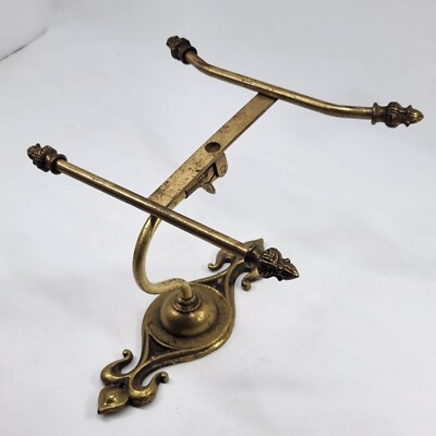 Antique Victorian Solid Brass Hat Coat Rack Hall Tree Wall Mount