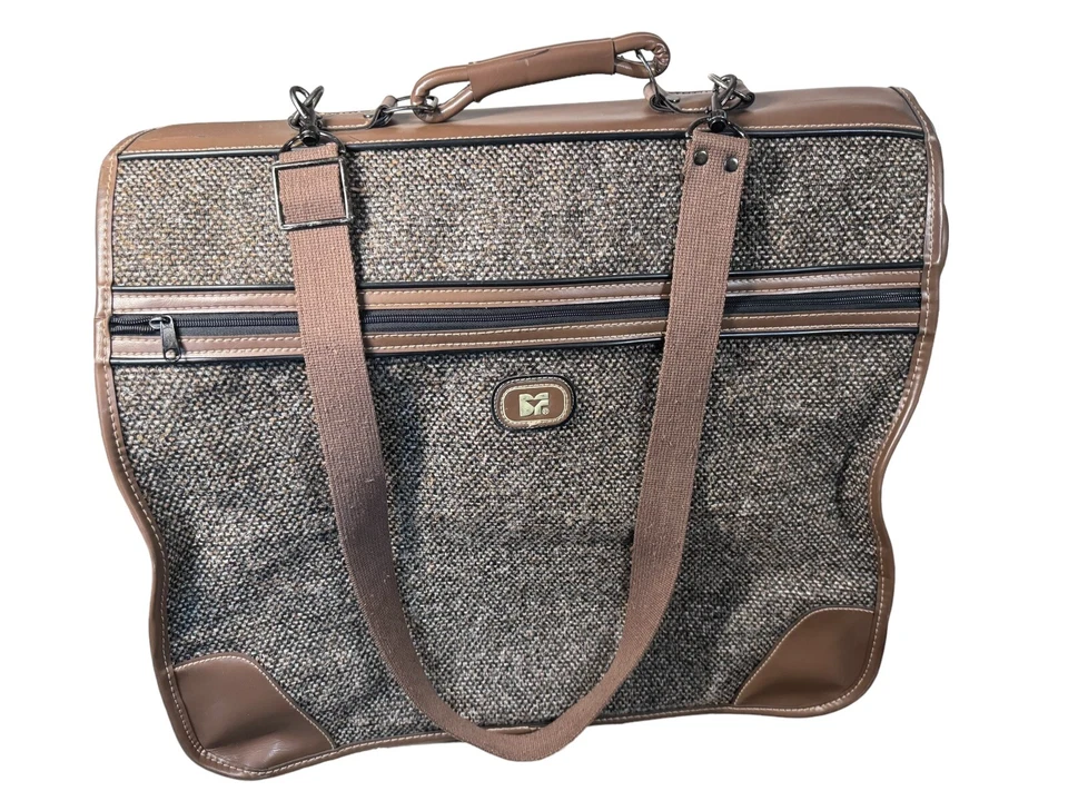 Diane Von Furstenberg Tweed leather Trim Hanging Garment Bag Luggage - Image 3 of 4