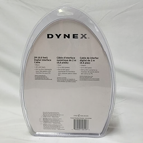 Dynex 2M (6.6 feet) Digital Interface Cable DVI to DVI Connection Still in Box - Picture 4 of 4