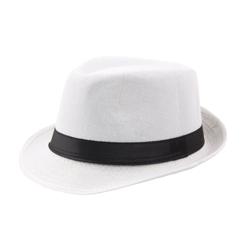 Men Hat Breathable Lightweight Panama Cap Boater Summer Beach Sunhat Linen