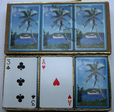 Congress 606 Triple Deck Canasta/Samba set Florida Yacht Canal Summer scene