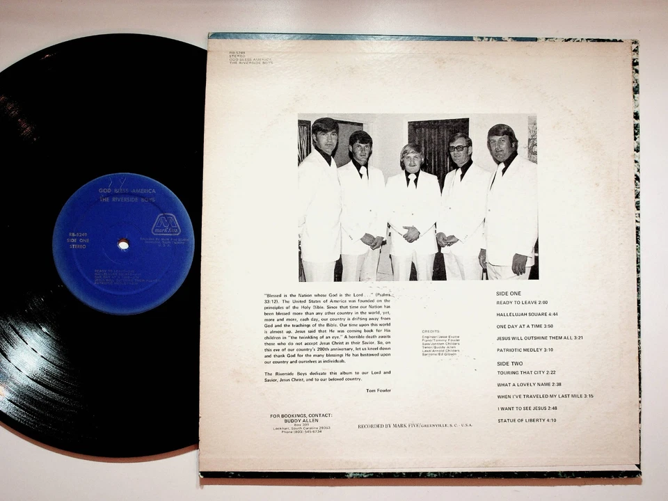 Lockhart SC Riverside Boys God Bless America Gospel Christian Vinyl LP Record - Image 2 of 4