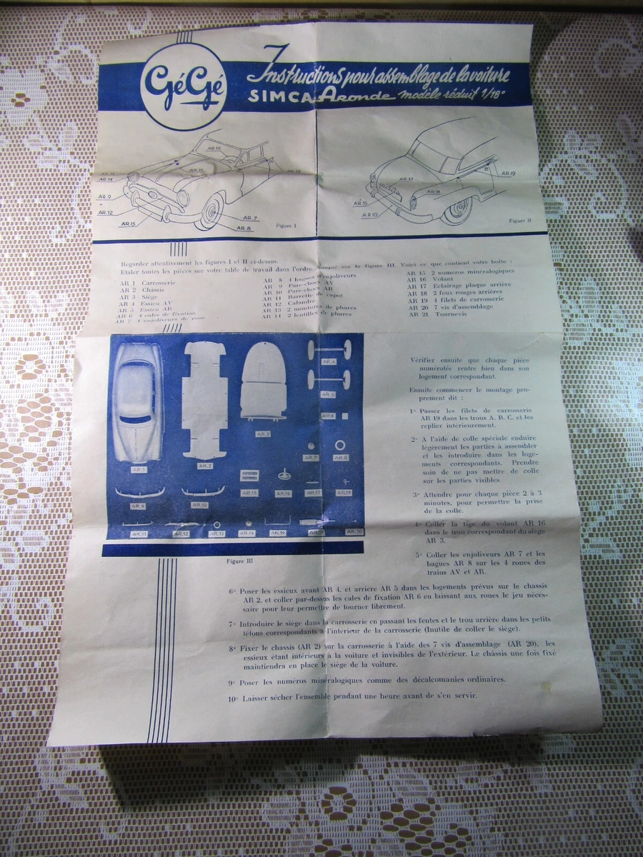 Roues Et Pneus D’origine Simca 9 Aronde – Jouet Gégé France 1:18 – Vintage – Occasion