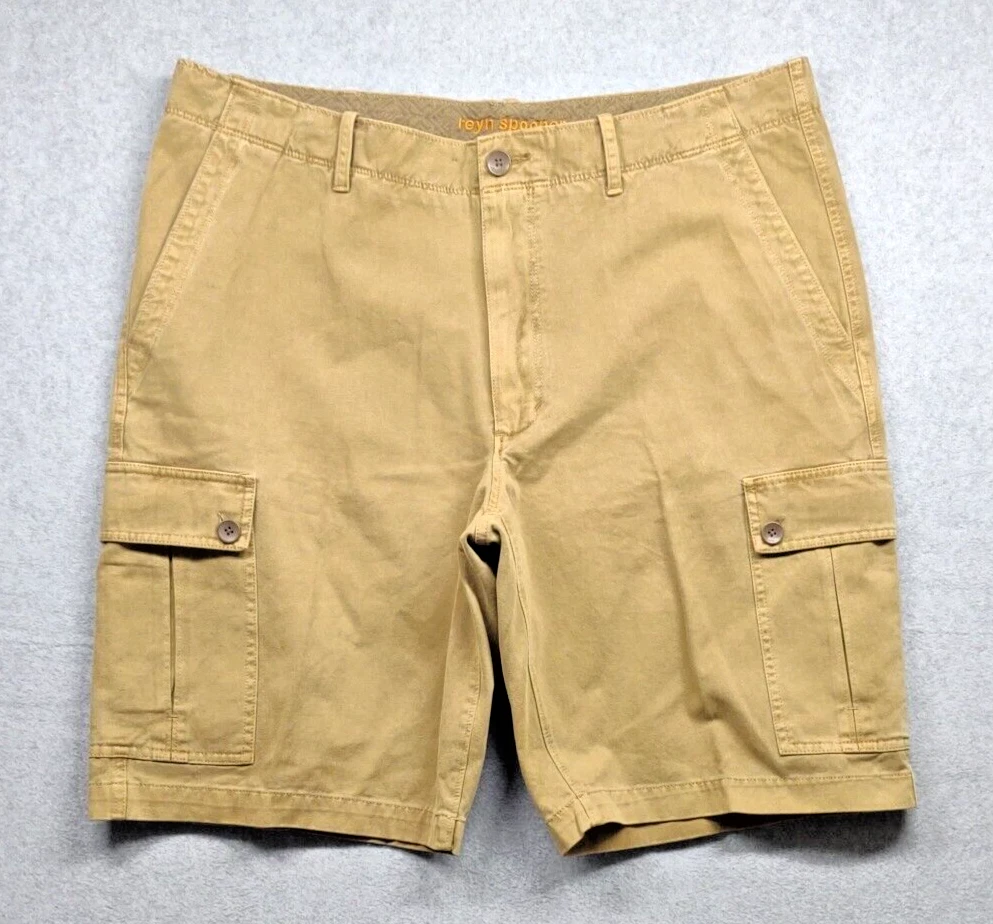 Reyn Spooner Cargo Shorts Men 38x10 Brown Khaki Hawaiian Canvas Hiking Gorpcore