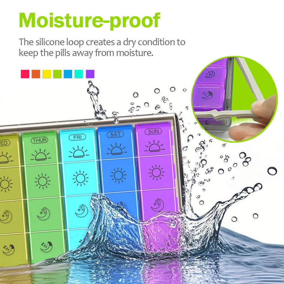 Monthly Pill Organizer Pill Case Pill Box One Week 4 Times a Day Moisture-Proof - Image 2 of 4