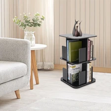 360° Rotating Bookshelf, 2 Tier Standing Bookcase, Small Corner Bookcase NEW
