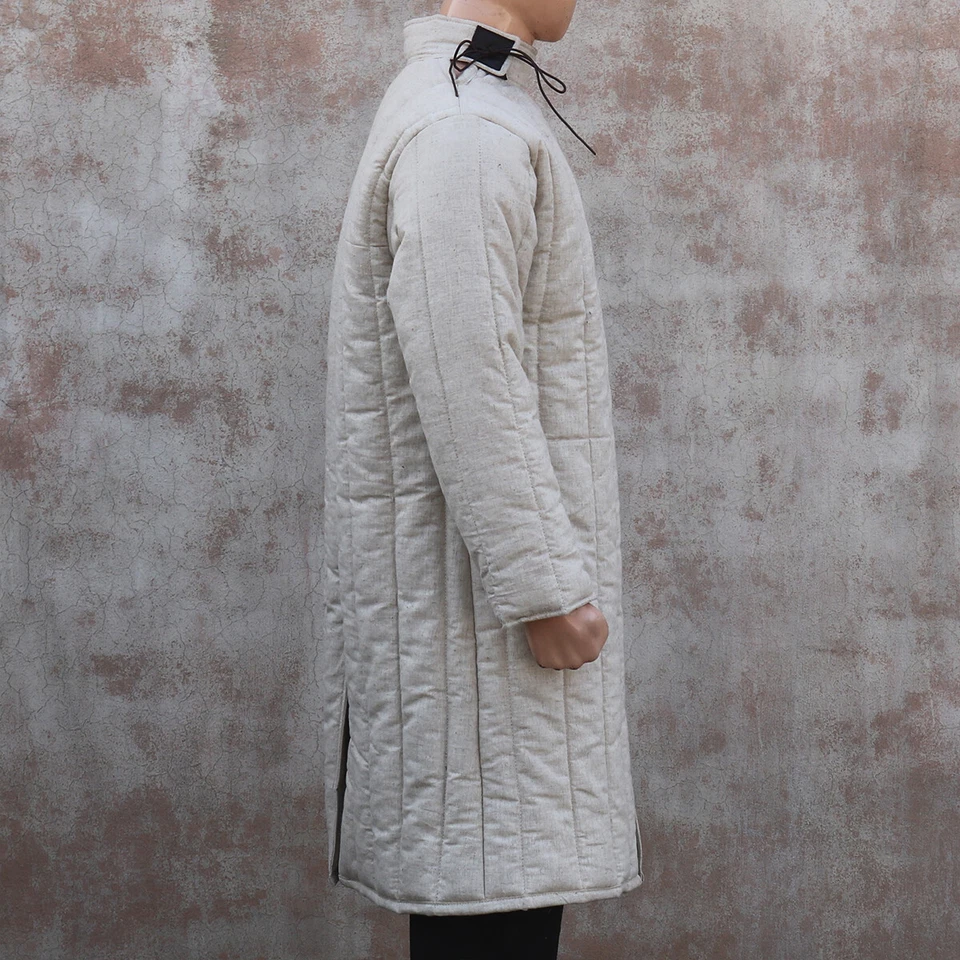 Conjunto de lino medieval Gambeson Aketon acolchado armadura para vestido SCA/Hema y Larp Foto 3 de 4