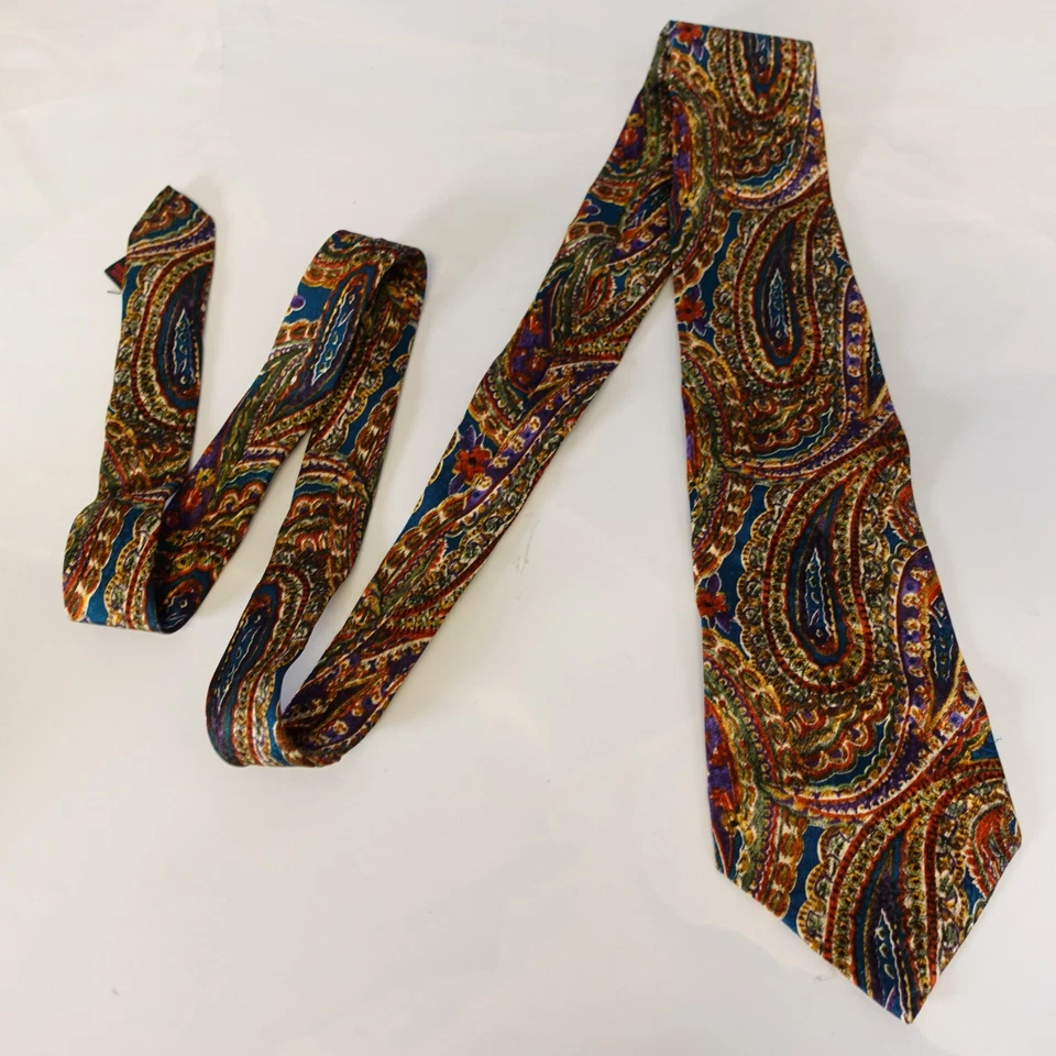 Corbata Paisley Para Hombres Marrón Multi Art Nouveau Seda Western Boho EJECUTIVO DE BOSTON Foto 3 de 4
