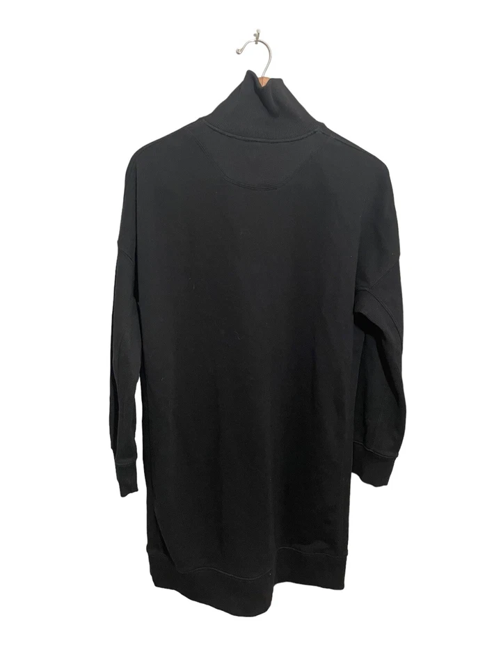 Roots Zip Sweatshirt Dress Womens Medium Panel Logo Cotton Blend Pockets Black - Image 2 of 4