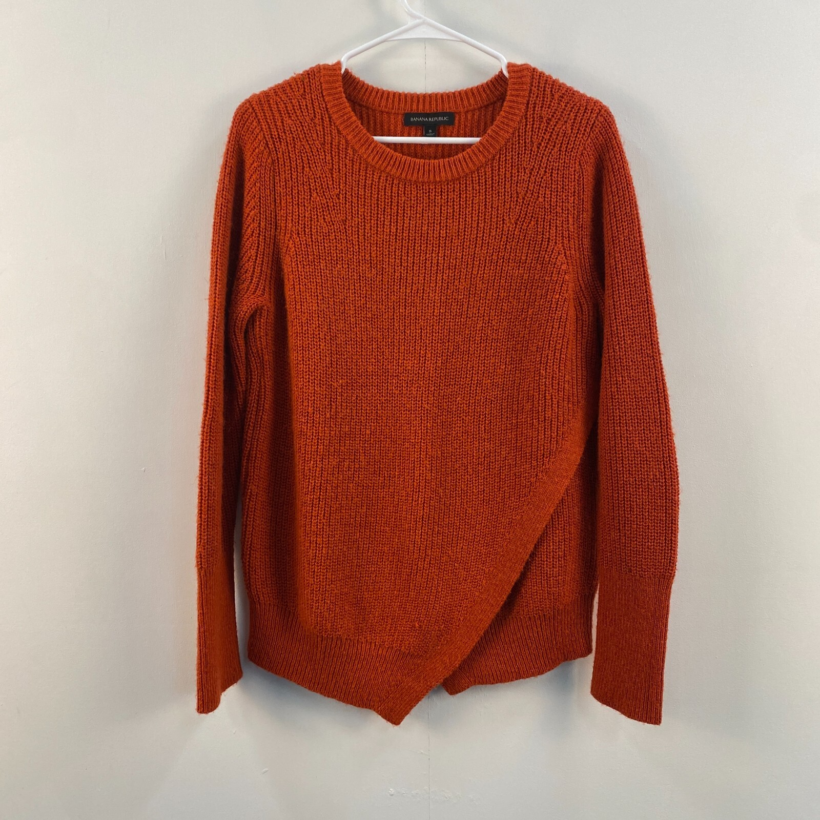 Stylish Red Women's Small Cotton Wool Mohair Pullover Sweater  