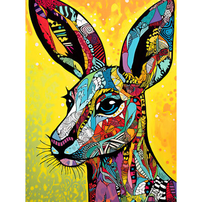 Kängurukopf traditionelles Volksmuster Portrait lebendig Pop Art Leinwand Poster