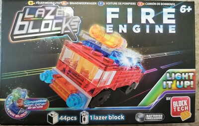 Laserblöcke FEUERWEHRMASCHINE Light Up Building Tech 44 Stck. Akku enthalten 6+ Geschenk Neu
