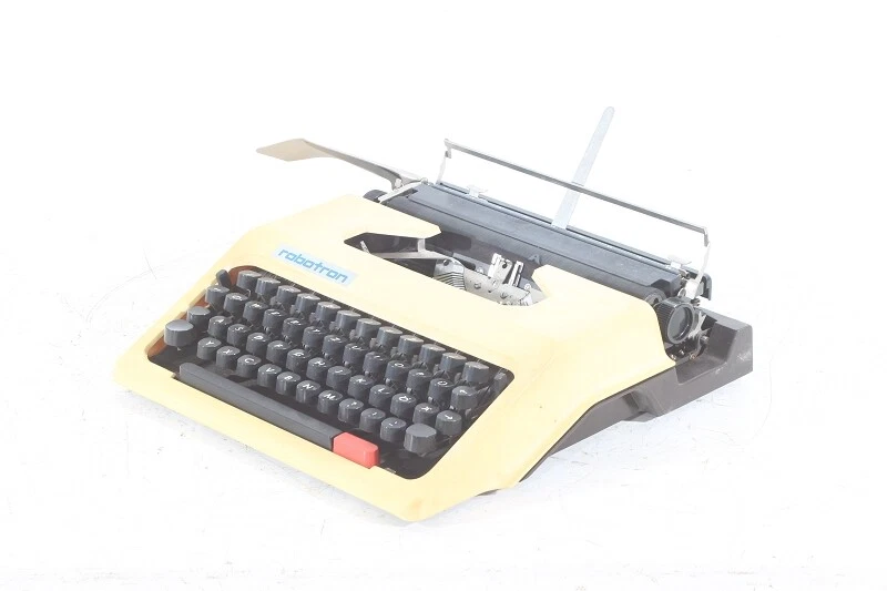 alte Schreibmaschine Reiseschreibmaschine Koffer Robotron Cella beige Requisit - Bild 3 von 4