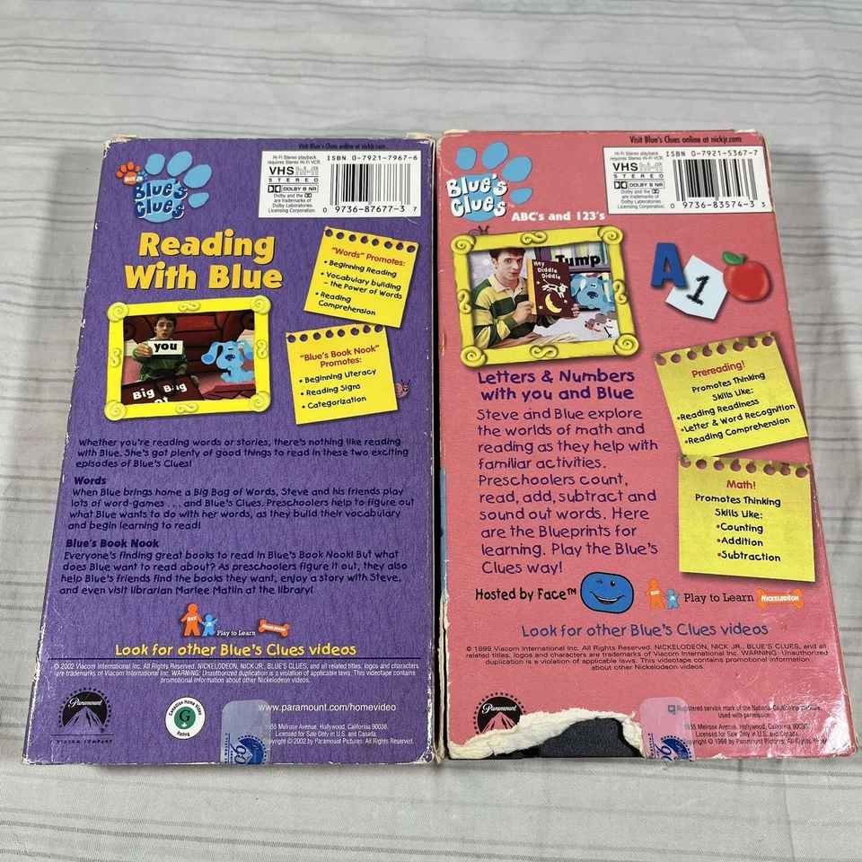 Blue's Clues VHS Lot Of 5 Vintage Steve Children’s Educational ABC Pariwinkle - Image 2 of 4