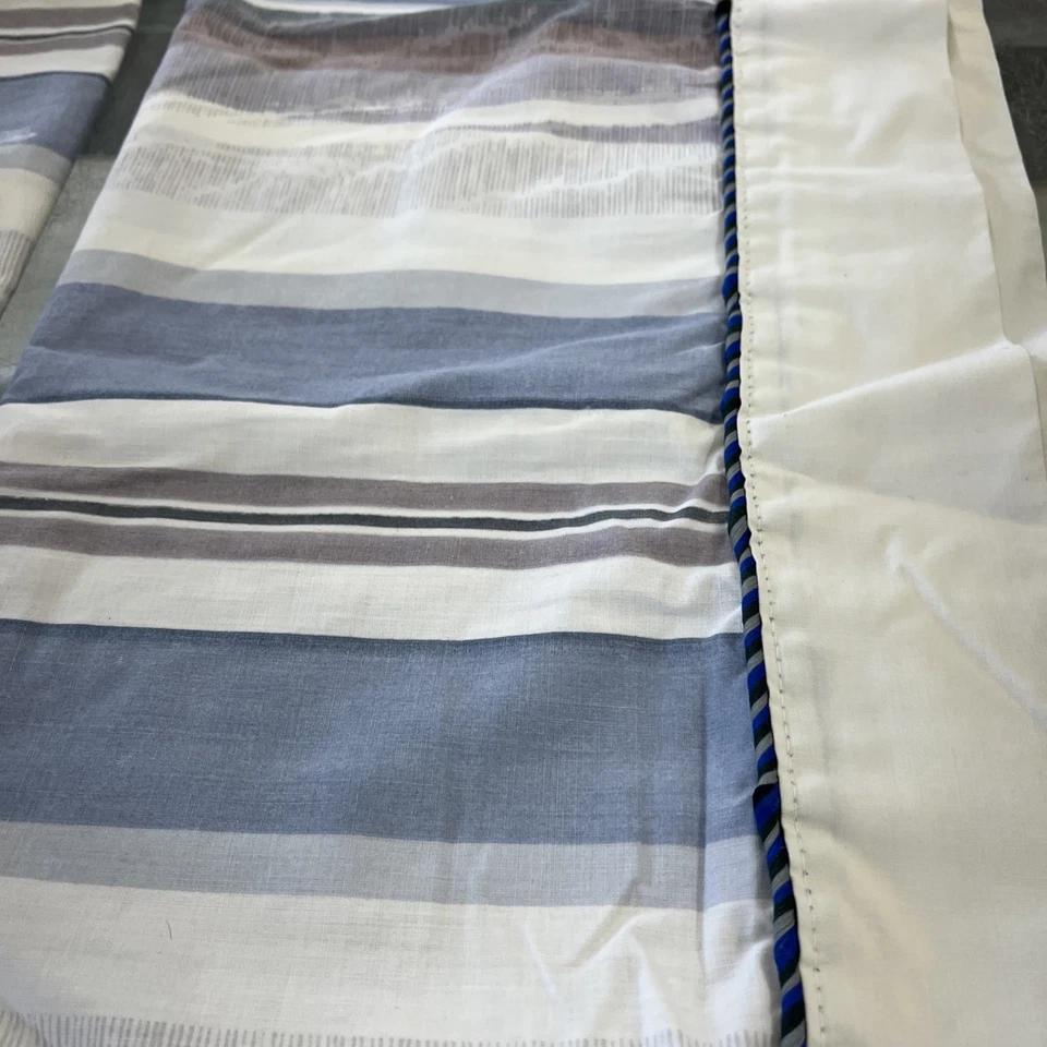 Juego de 2 fundas de almohada estándar vintage a rayas azul y blanco Foto 2 de 4