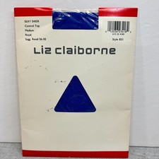 Vtg 90's Liz Claiborne Medium Royal Blue Silky Sheer Control Top Pantyhose NOS