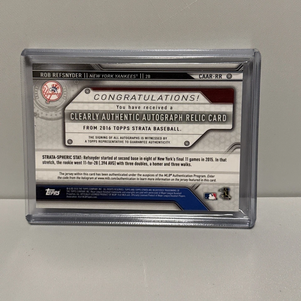 2016 Topps Strata - Clearly Authentic Autographed Relics Rob Refsnyder Gold /25  - Image 2 of 2