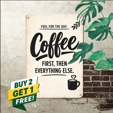 Coffee Quote Metal Tin Sign Retro Cafe Wall Art Kitchen Aluminum Decor 8x12
