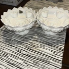 Pair Vintage Milk Glass Fenton Footed Hobnail Multiple Candle Holder Bowl
