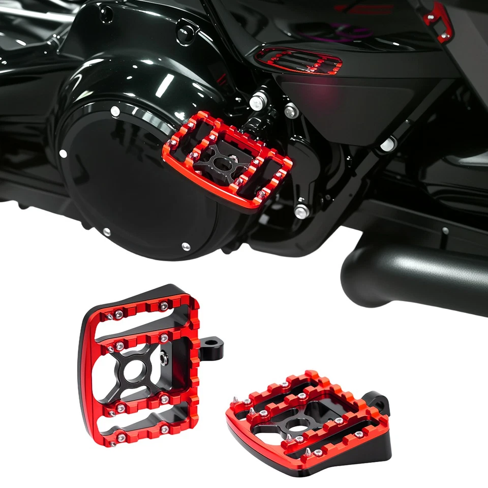 1 clavijas de cambio de pedal de freno de pie negras rojas para Harley Road Glide FLTR Foto 2 de 4