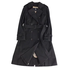 Burberry London Coat Trench W Liner Cotton Womens 38 (m) Black Used MOLO-0