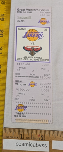 Lakers vs Hawks 14.02.1996 Full Ticket Magic Johnson Triple Double Vlade Divac
