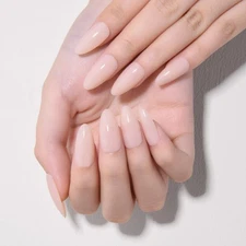 evpct Light Nude Medium Almond Glossy Press on Nails for Women Gift, Glossy L...