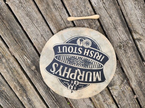 Murphy's Irish Stout Drum Beer Sign 18" Celtic Bodhran Vintage Advertising - Picture 9 of 23