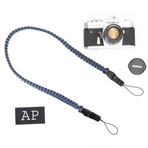 Cinturino per fotocamera intrecciato blu navy di apmots - Paracord imbracatura a spalla DSLR - Foto 4 di 7