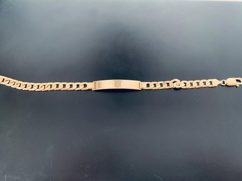 Solid Yellow Gold Curb ID Identification Bracelet 9ct - 13.89g - Picture 3 of 5