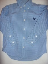 Chaps Ralph Lauren Blue Plaid Long Sleeve Button Up Shirt Oxford Boys Size 5