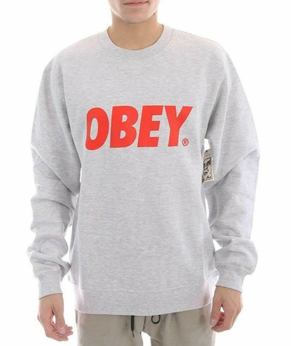 Obey FONT Heather Gray Red Screenprint 