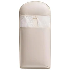 Space Saving Hanging Garment Bag w/ Self Compression Zipper Storage Bag(Beige L)
