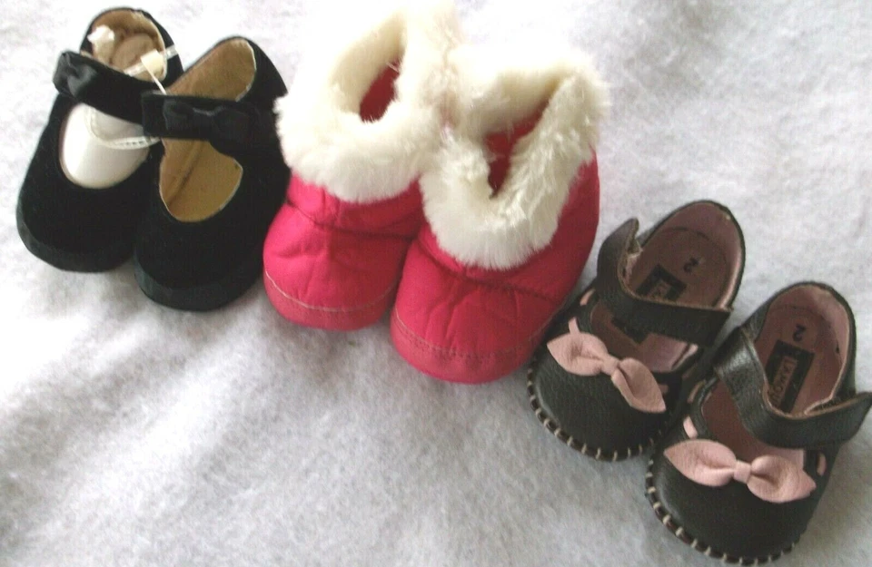 ZAPATOS NIÑA Talla 2 CUERO MARRÓN ~L'AMOUR~; Negro STRIDE RITE; BOTAS ZAPATILLAS ROSAS Foto 2 de 2