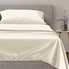 Luxurious 100 Egyptian Cotton Twin Sheets - 600 TC, Deep Pocket, Ivory