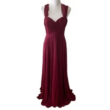 Dessy Collection Lux Chiffon Off-Shoulder Sweetheart A-Line Gown 2970 Dress Red