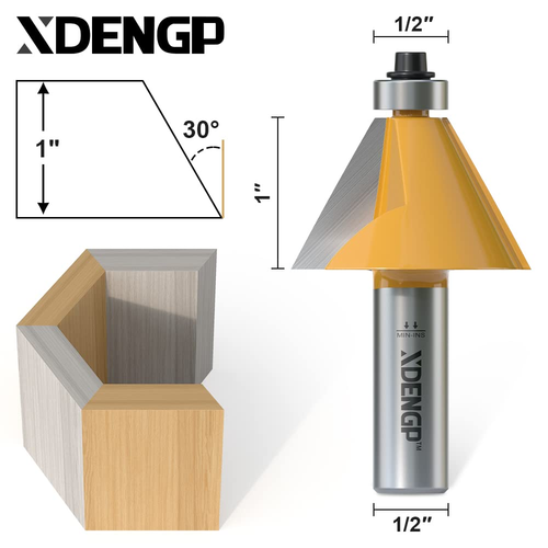 30 Grad Fase Router Bit mit 1 Zoll Schnittlänge, 1/2 Zoll Schaft Hartmetall E - Bild 2 von 6