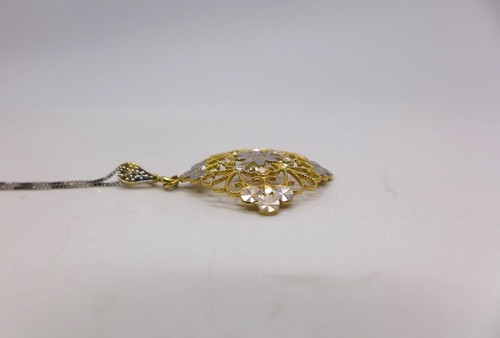Colgante filigrana corte diamante oro blanco y amarillo 14K collar oro blanco 14K - Imagen 4 de 9
