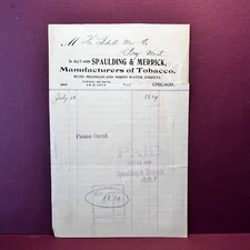 Antique billhead receipt Chicago tobacco 11 Oct 1899  SL2