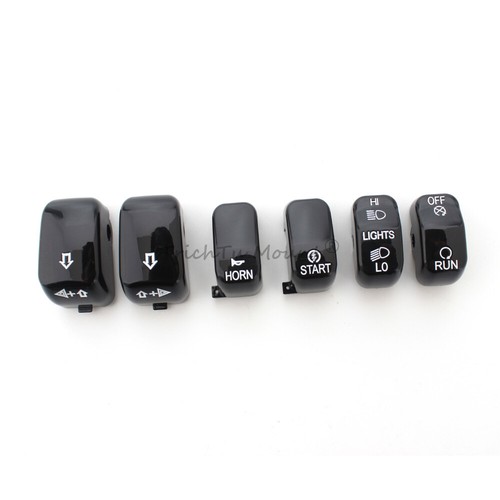 6pcs Black Control Switch Housing Button Caps for Harley Sportster Dyna 1996-13 - Picture 15 of 17