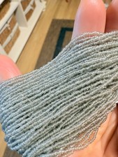 Antique Vintage Micro Seed Beads-16/0 Light Fresh Transparent Grey Gray Hanks