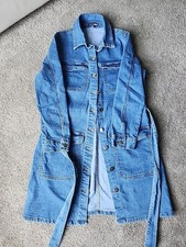 Fashion Nova Denim Jean Dress Size Large – Belted Longline Trench Style 3/4 slev