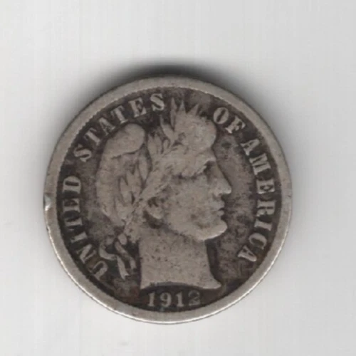 1912 D BARBER DIME 90% SILVER DENVER MINT 10¢ UNITED STATES AMERICA USA SILVER