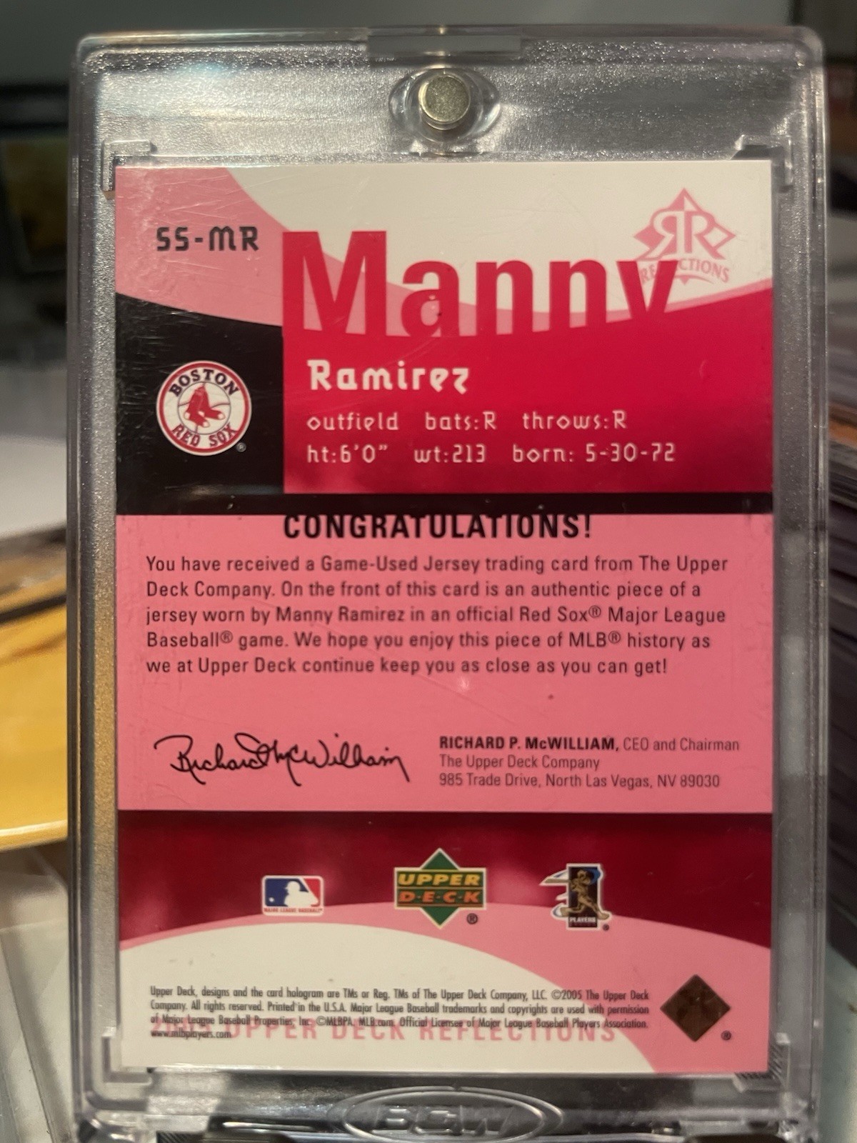 2005 Manny Ramirez UD Super Swatches Game Used Jersey Relic /25 World Series view 2