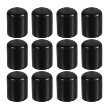 12Pack 5/8" ID Round Rubber End Caps Flexible Rubber Bolt Covers Caps Black